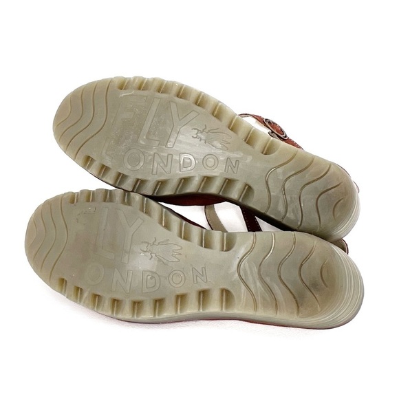 Fly London Yesh Wedge Sandals Knotted Strap Brick Rust Nubuck Leather Size 9-9.5 - Picture 7 of 13